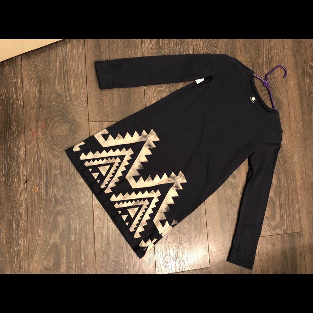 Girls Size 12 Long-Sleeve Navy Blue Casual Dress